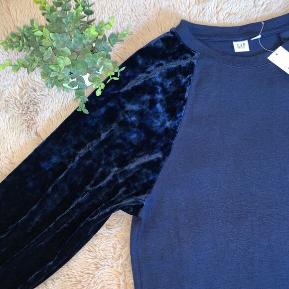 NWT GAP Dark Navy Blue Softspun Velvet Raglan Long Sleeve Dress Small - Picture 3 of 11